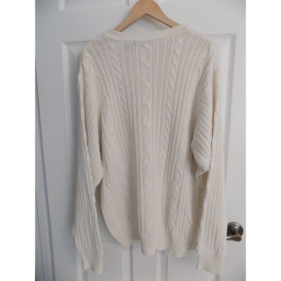 Geoffrey Beene pullover sweater cable knit crew neck cream womens size XL NWT - Picture 5 of 6